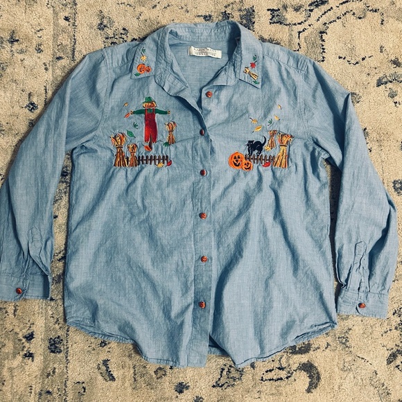 Karen Scott Tops - Karen Scott Vintage Button Down Shirt with Embroidery